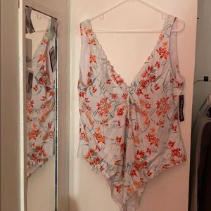 Floral lace up bathing suit